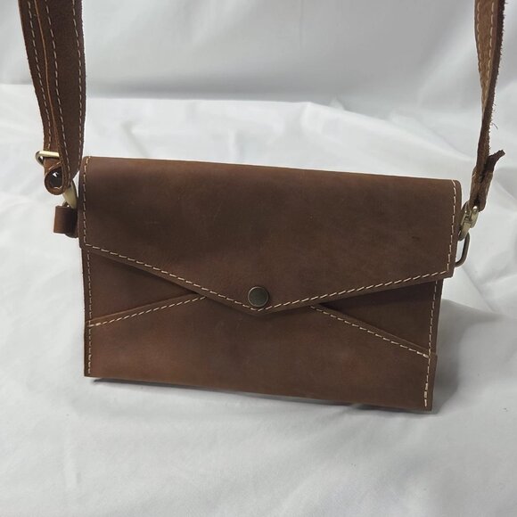 Portland Leather Goods Brown Crossbody Envelope Purse - Picture 5 of 13